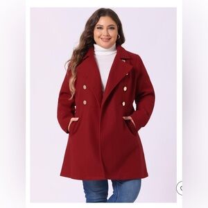 Women's Red Double-Breasted Coat Size 2x